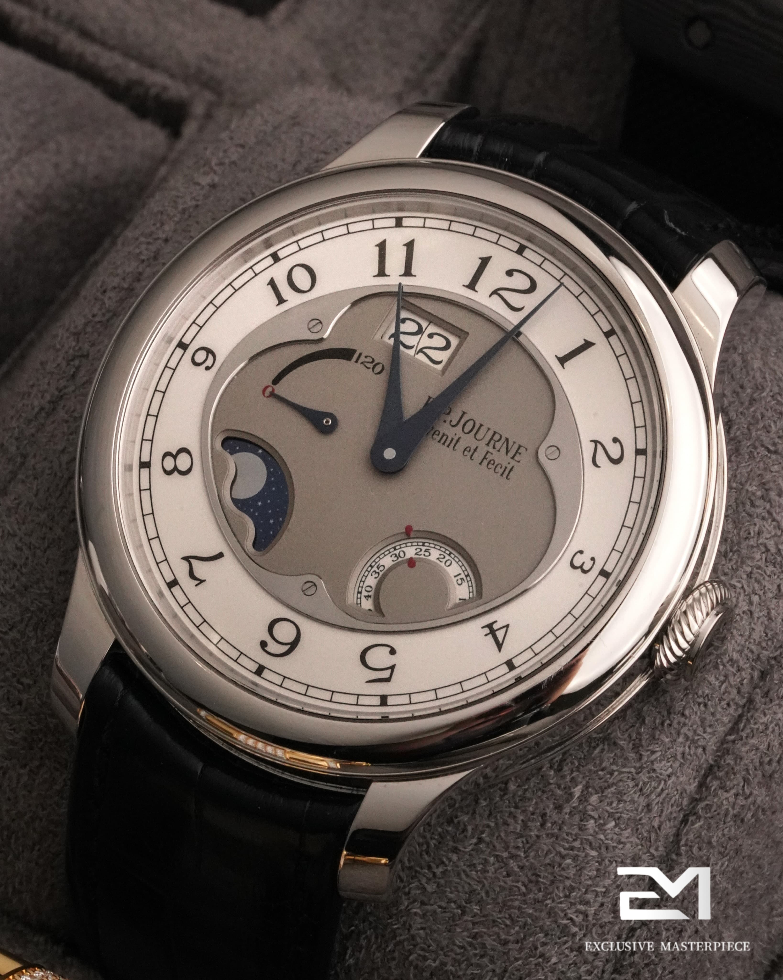 F.P. Journe Octa Lune in platinum with silver dial, big date, moonphase and power reserve — Exclusive Masterpiece Dubai