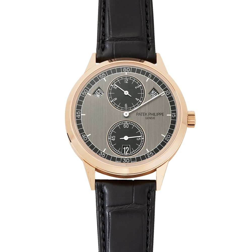 Patek Philippe Annual Calendar in rose gold with grey dial, day and month windows